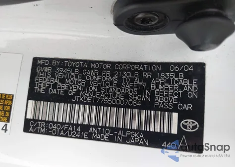 2005 Scion Tc from USA, damaged, VIN JTKDE177550007084